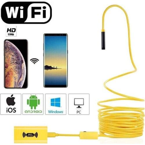 2M WIFI Endoscope Camera HD 1200P Mini Waterproof Hard Line Detection Camera 8mm USB Endoscope 8LED Endoscope For Android IOS