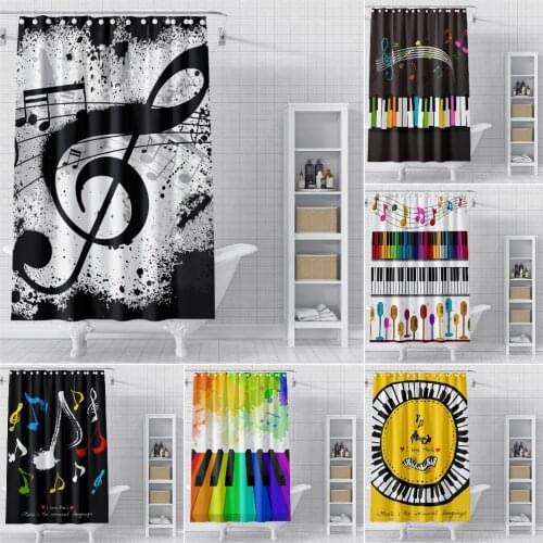 Musical Notation Bathroom Shower Curtain Waterproof 3D Music Shower Curtain Polyester Bathroom Curtain Bath Covers Home Decor