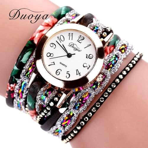 Womens Wristwatch Bracelet Watch Delicate Rhinestone Female Leather Quartz Wrist Watch Exquisite Ladies Watch Reloj Mujer