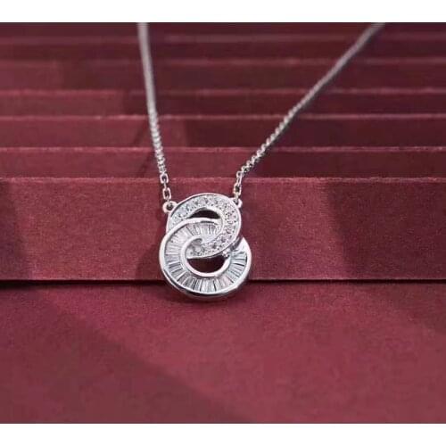 18K-Gold Natural Diamond Necklace Fashion Real Gold Pendant Sweet Romantic Style Woman Jewelry