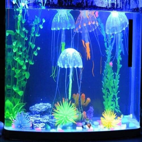 1pc Glowing Effect Artificial Jellyfish Fish Tank Aquarium Decoration Mini Submarine Ornament Underwater Pet Decor