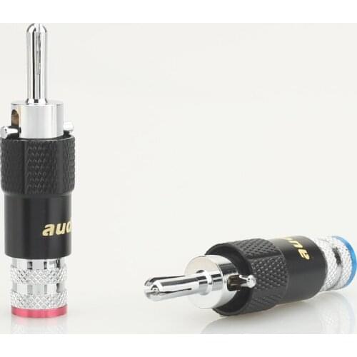 4xAudiocrast Rhodium Plated Audio Banana Speaker Plug Screw Locking 10mm Cable Wire Connector Speaker Cable Plug HIFI Diy