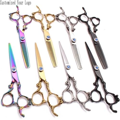 9003# 5.5In. 440C Customize Logo Hairdressing Scissors Cutting Shears Thinning Shears Professional Hair Scissors Barber Scissors