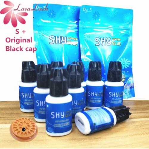 Free Shipping 10 bottles/lot Most Powerful Fastest Sky Glue 1-2 seconds dry Sky+ Glue Eyelash Adhesive S+ type,5ml Black Cap