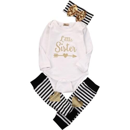 Newborn Baby Boy Girl Bodysuits Tops + Headband + Leg Lagging Warmer 3PCS Outfits Set Clothes