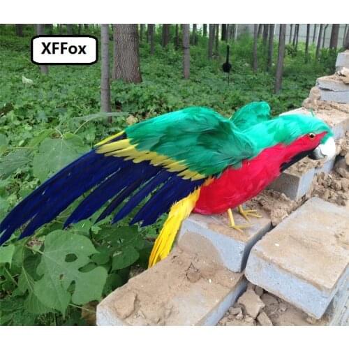 Big real life wings parrot model foam&feather simulation green&red parrot bird gift about 45x60cm xf0295