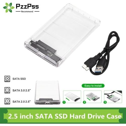PzzPss USB 3.0 HDD Case Enclosure 2.5 Inch Serial Port SATA SSD Hard Drive Cases Support 2 TB Transparent Mobile External HDD