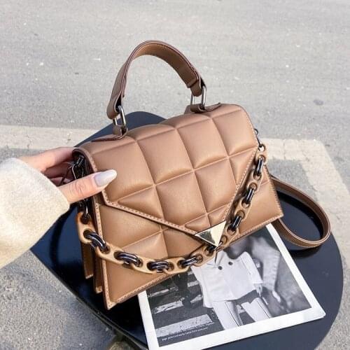 Designer Ladies Small Square Bag 2021 Fashion New Quality PU Leather Womens Handbags Solid Color Lingge Shoulder Messenger Bags