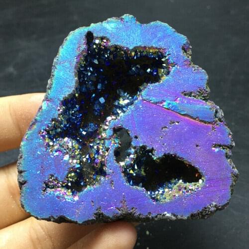 Blue Angel Aura Quartz Crystal geode Titanium Bismuth Silicon Cluster Rainbow reiki healing 1pcs