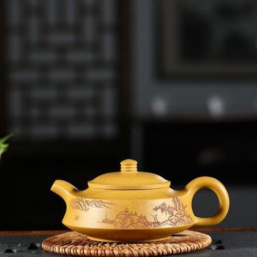 Yixing recommended all hand undressed ore gold period of mud landscape Zhou Pan pot teapot kung fu tea set the teapot
