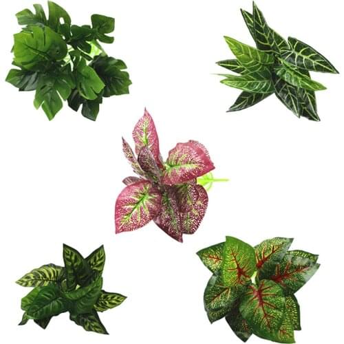 Artificial Plant Stem Realistic 12-Leaf Decoration Faux Plant Wall Decorative Leaf Branch Plastic Home Small Potted Ornaments
