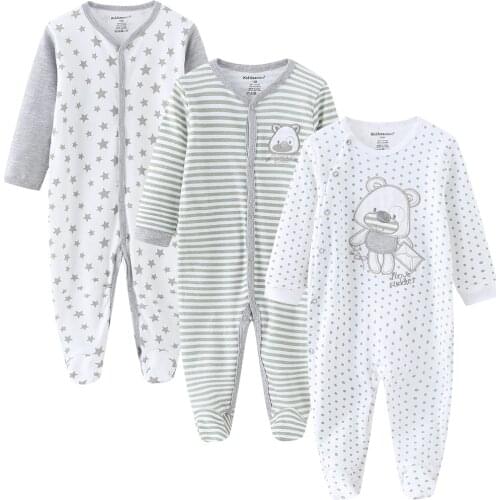 Baby Clothes 3Pcs/set Cotton Newborn Boy Girl Romper 2021 Long Sleeve Infantil Clothing Spring Animal Baby Pajama roupas de bebe