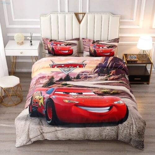 Lightning McQueen 95 Disney Cars Bed Cover Set Bed Sheet Pillowcase Single Twin Full Queen Frozen Anna Elsa Girls Bedding Sets