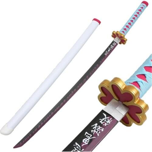 Cosplay Anime Kimetsu no Yaiba Sword Weapon Demon Slayer Kanroji Mitsuri Agatsuma Zenitsu Sword 1:1 Wood Prop 104cm Katana