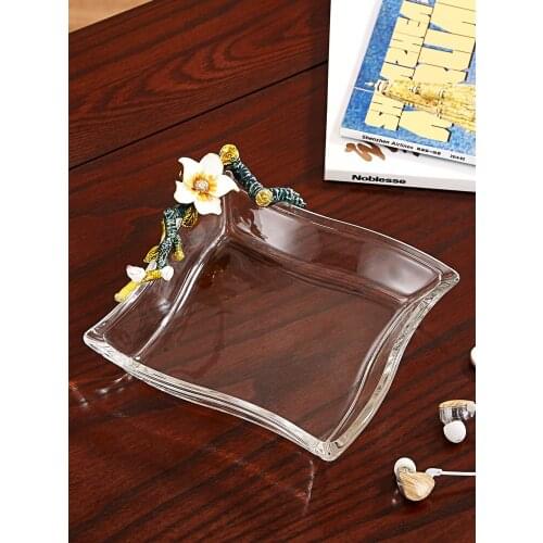 Creative small fruit plate exquisite fruit plate imported crystal glass melon seed dish home light luxury fruit plate LBL031310