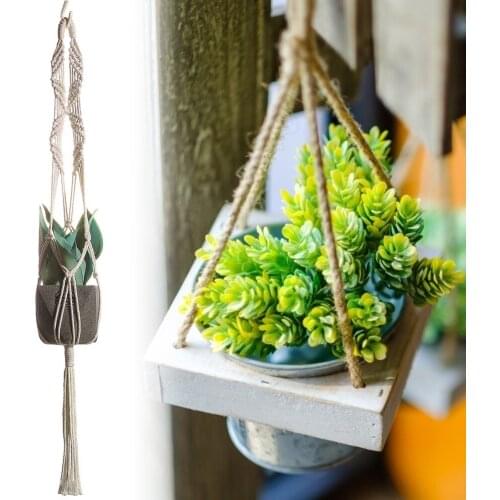 Creative Knitting Flowerpot Net Plant Wall Hanging Holder Basket Cotton Rope Macrame Plant Hanger Handmade Flowerpot