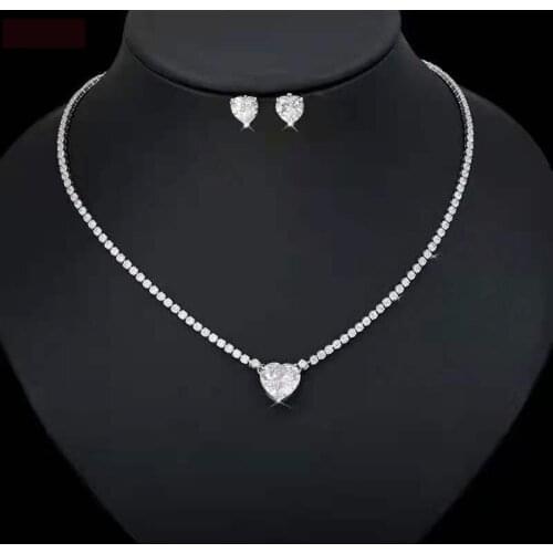 Funmode Fashion Heart Design Necklace Earring Small Jewelry Set For Women accesorios para mujer Wholesale FS222