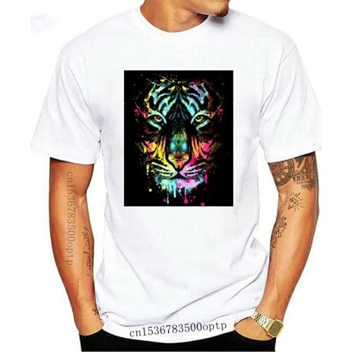 Velocitee Mens T Shirt Fierce Psychedelic Tiger Colourful Horror Scary Print Tee Men Clothing TEE T-Shirt