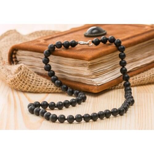 Knotted Necklace Length Mens Necklaces black Natural stone Matte Black Onyx necklaces about 20 inch