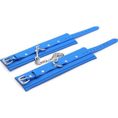 Puppy play PU Leather blue wrists cuffs Bondage Restraints SM products handcuffs Sex Toys For woman sex products adult games