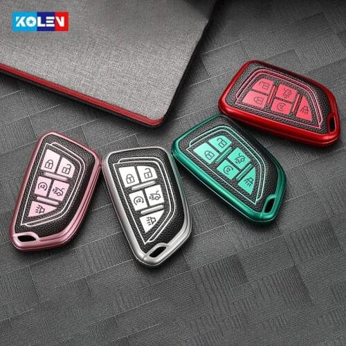 New Leather + TPU Car Remote Key Full Cover Case Fob For Cadillac XT4 XT5 XT6 CT5 2019 2020 Car Smart Key Protecter Accessories