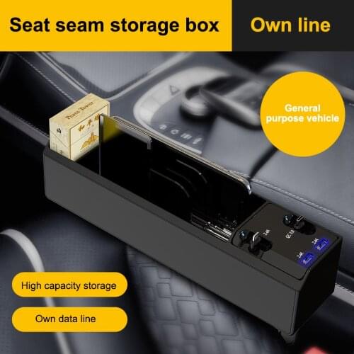 New Car Organizer With Charger Cable Car Seat Gap Storage Box Cable for IOS/Android/Type C Dual USB Port Auto Stowing Tidying