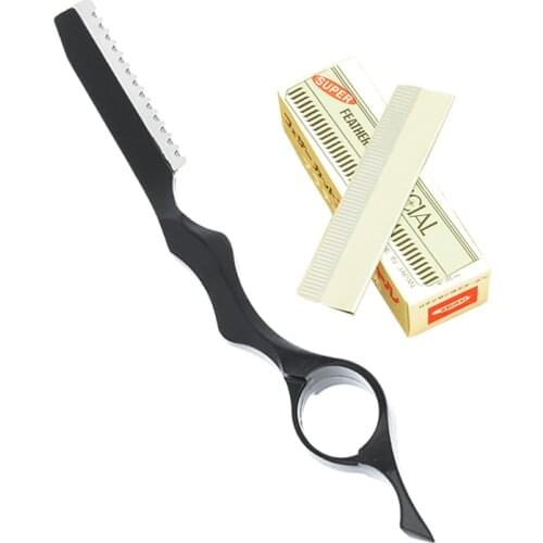 Meisha 1PCS Stainless Steel Barber Shaving Razors with 10Pcs Blades Hair Removal Tools Scraping Eyebrow Knife for Women HC0007