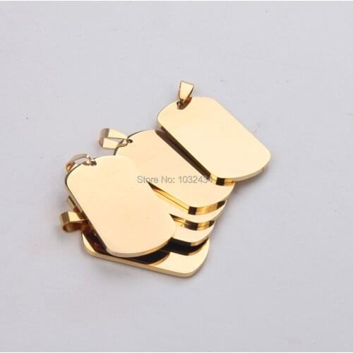 50pcs/lot Stainless Steel Pendant Rectangle Shaped Gold Color Dog Tags Pendant Blanks Stamping For DIY Gifts