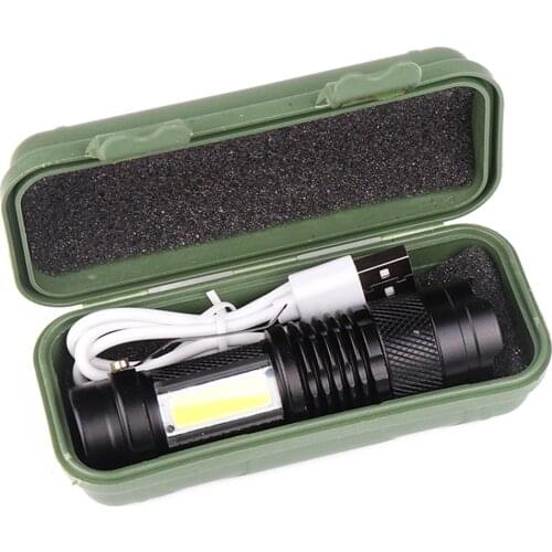 Portable Rechargeable Zoom LED Flashlight XPE COB Flash Light Torch Lantern 3 Lighting Modes Camping Light Mini Led Flashlight