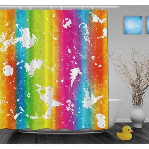 Paint Printing Striped Rainbow Shower Curtains Waterproof Bathroom Curtain With Hooks Custom Shower Curtain For Home Decor