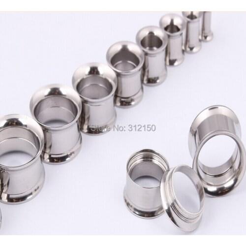 SaYao 2Piece Wholesale Stainless Steel Double Flared Tunnel with Inside Screw Ear Plug Flesh Tunnel Body piercing jewelry