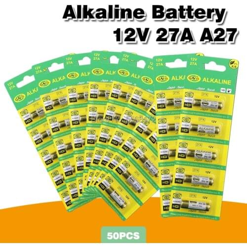 50PCS 12V A27 27A G27A MN27 MS27 GP27A L828 V27GA ALK27A A27BP K27A VR27 R27A Alkaline Dry Battery for Alarm Doorbell Car Remote
