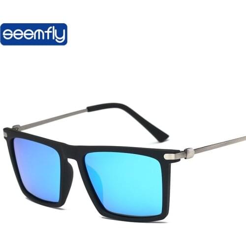 Seemfly 2021 Mens Polarized Sunglasses Metal Frame Unisex Goggles UV400 Polarizer Driving Travel Square Sun Glasses For Women