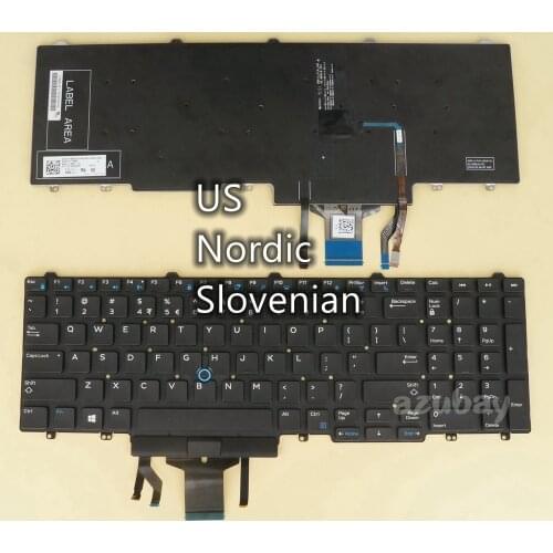 US Nordic Slovenian Keyboard for Dell Precision 3510 3520 3530 7510 7520 7710 7720 M3510 M3520 M7510 M7520 M7710 M7720, Backlit