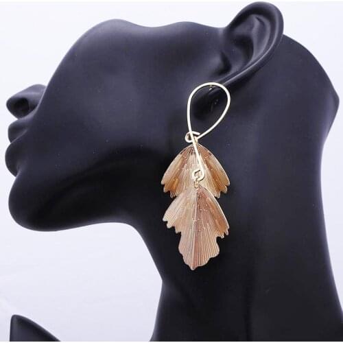 Big Flower Drop Earrings for Women Jewelry Gold Color Leaf Fairy Statement Geometric Earring 2019 Long Hanging Metal Earing