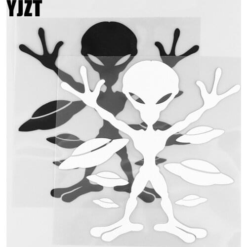 YJZT 15X15CM Alien Ufo Personalized Car Sticker Vinyl Decal Funny Decoration Black / Silver 10A-0384
