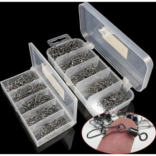 Yuewins Fishing Connector Pin Bearing Rolling Swivel 2# 4# 6# 8# 10# Solid Barrel Swivel Rings Snap Fishing Swivels Set QA1142