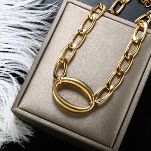 ZMFashion O-shaped Link-chain Necklace For Women Men Punk Hip Hop High Quanlity Stainless Steel Charm Sweater Chain Fine Jewelry