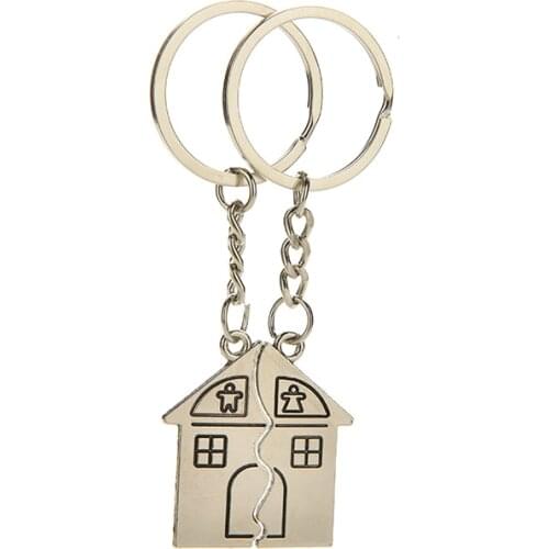 1pair New Couple I LOVE YOU Lovers Keychain Warm House Type Couple Key Chain Souvenirs Valentines Day Gift Built With Love Home