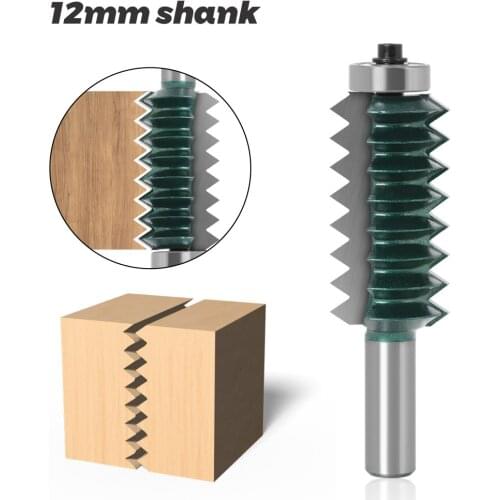 1PC 12MM Shank Milling Cutter Wood Carving Raised panel"V"joint Bits Finger Joint Glue Milling Cutter Tenon Woodwork Cone Tenon