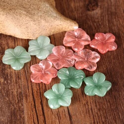 1Pc 25*25 mm Natural Stones Five Petals Flower Beads Jad e For Jewelry DIY Findings Charms For Bracelet Makings Accessories 1820