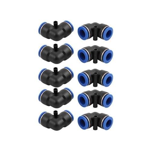 10Pcs 14mm Dia L Type Tube Hose Pneumatic Air Quick Fitting Push In Connector