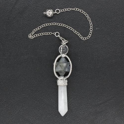 100-Unique 1 Pcs Silver Plated Labradorite Stone Merkaba Pendant Rock Crystal Hexagon Prism Jewelry