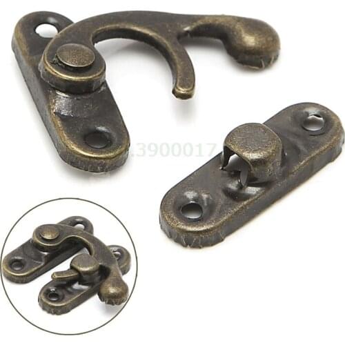 10x Antique Metal Catch Curved Buckle Horn Lock Clasp Hook Gift Jewelry Box Padlock