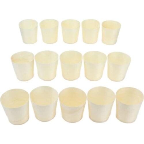 15Pcs Disposable Tasting Cup Wooden Decorated Lightweight Dessert Cup Home Bars Restaurants Food Container for Fruits Desserts