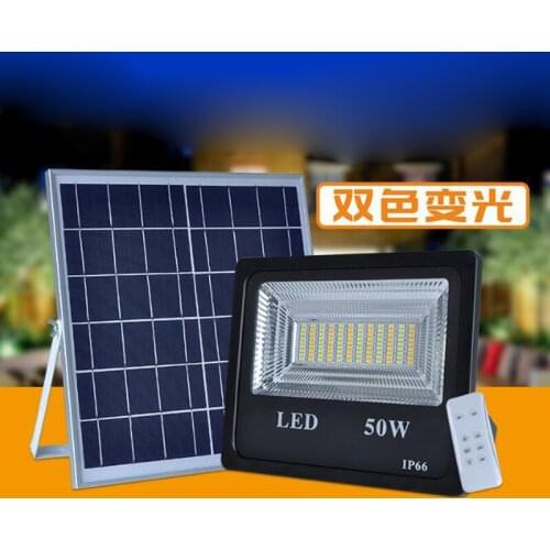 2PC 50W Solar Flood Light Double Color Outdoor Garden Security Wall Solar Powered LED Flood Light Remote Controller 4 Model