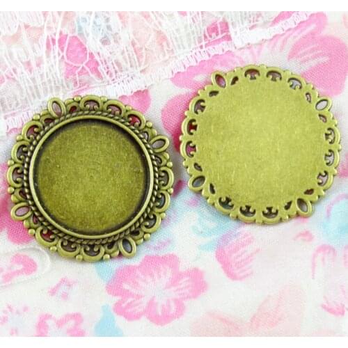 20pcs 20mm Inner Size Antique Bronze Plated Tray Pendant Base Setting Charms DIY Jewelry Accessories