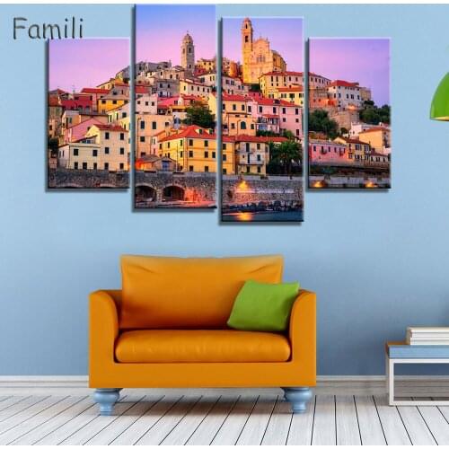 4Piece Beautiful landscape In Italy Modern For Home Decor Paintings on Canvas Wall Art for Home Decorations Wall Decor Artwork