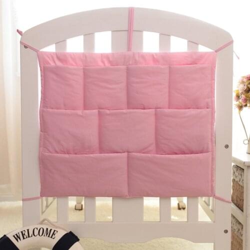 48*58cm Crib Baby Bed bumper Hanging Storage Bag Multi-functional muslin Baby Cot pocket Hanging Storage Bag Baby Bedding Bumper