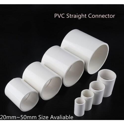 5~50pcs Size 20~50mm PVC Water Supply Pipe Straight Connector Plastic Joint Fittings Irrigation System Watering White Parts